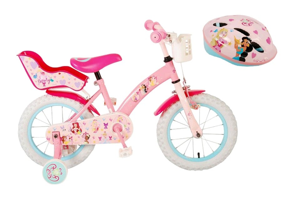 Volare - Children's Bicycle 14" - Disney Princess (21409-CH) + Bicycle Helmet 52-56 cm - Princess (1027)