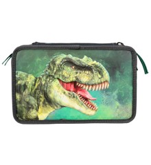 Dino World - Triple Pencil Case - Green With 3D Effect - ( 0412475 )