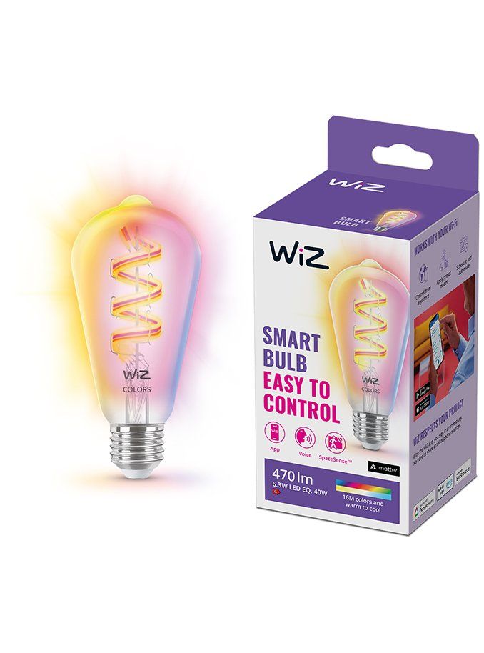 WiZ - E27 - Farge- og justerbar hvit filamentpære - Edison - WiFi - Elektronikk