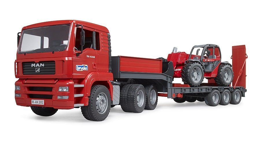 Bruder - MAN TGA truck with low loader trailer&Manitou telehandler (02774)
