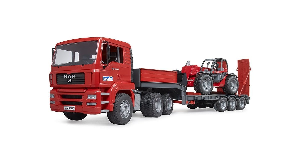 Bruder - MAN TGA truck with low loader trailer & Manitou telehandler (02774)