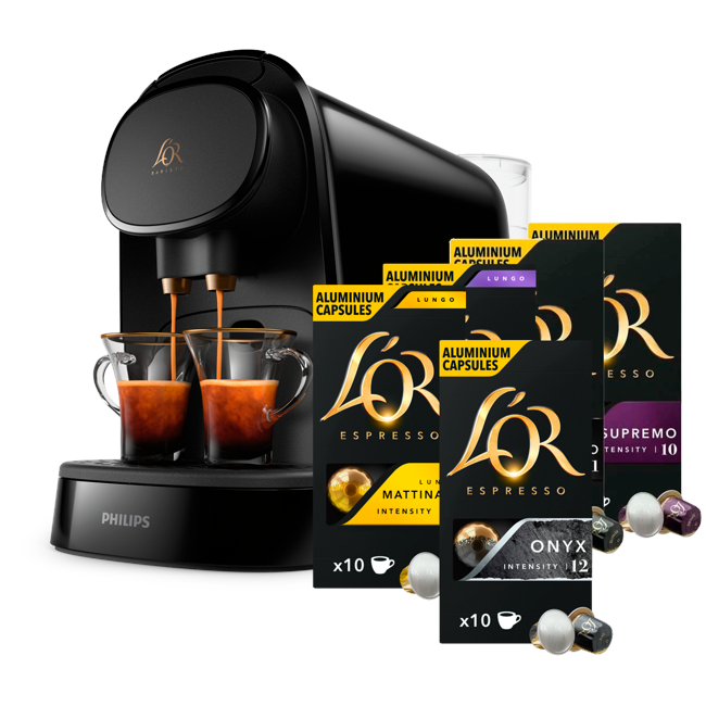 Philips L'Or - Barista Original Capsule Machine Black - Starter Kit Mix (LM8012/00) - Bundle