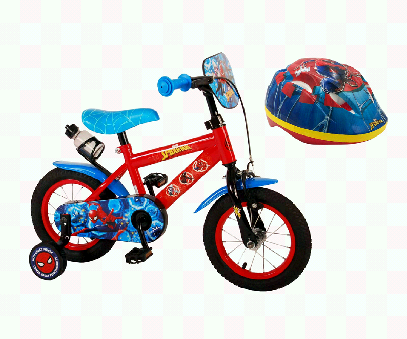 Volare - Børnecykel 12'' - Spiderman + Cykelhjelm 51-55 cm