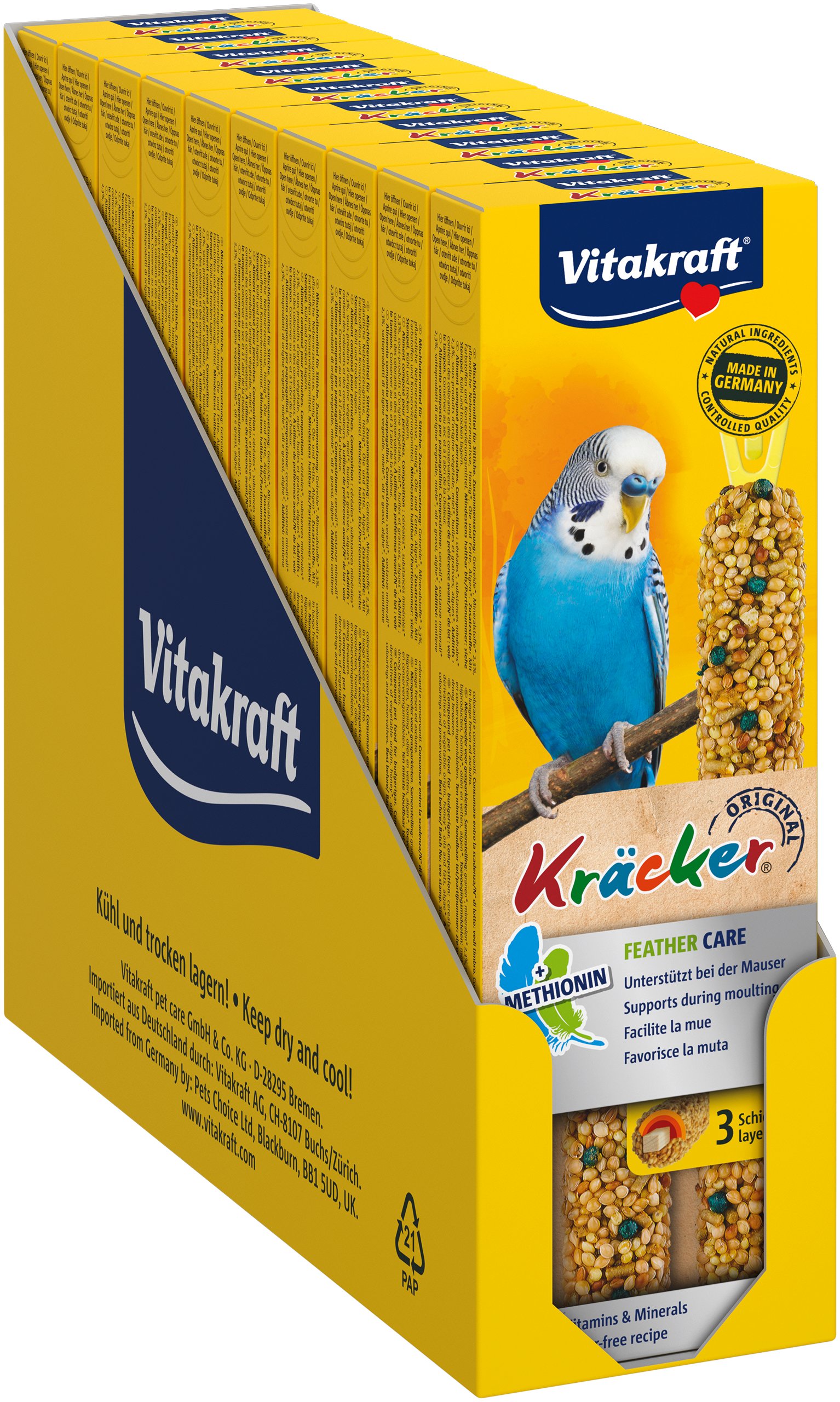 Vitakraft - Bird snacks - 10 x Kräcker Feather Care for budgies (bundle) - Kjæledyr og utstyr