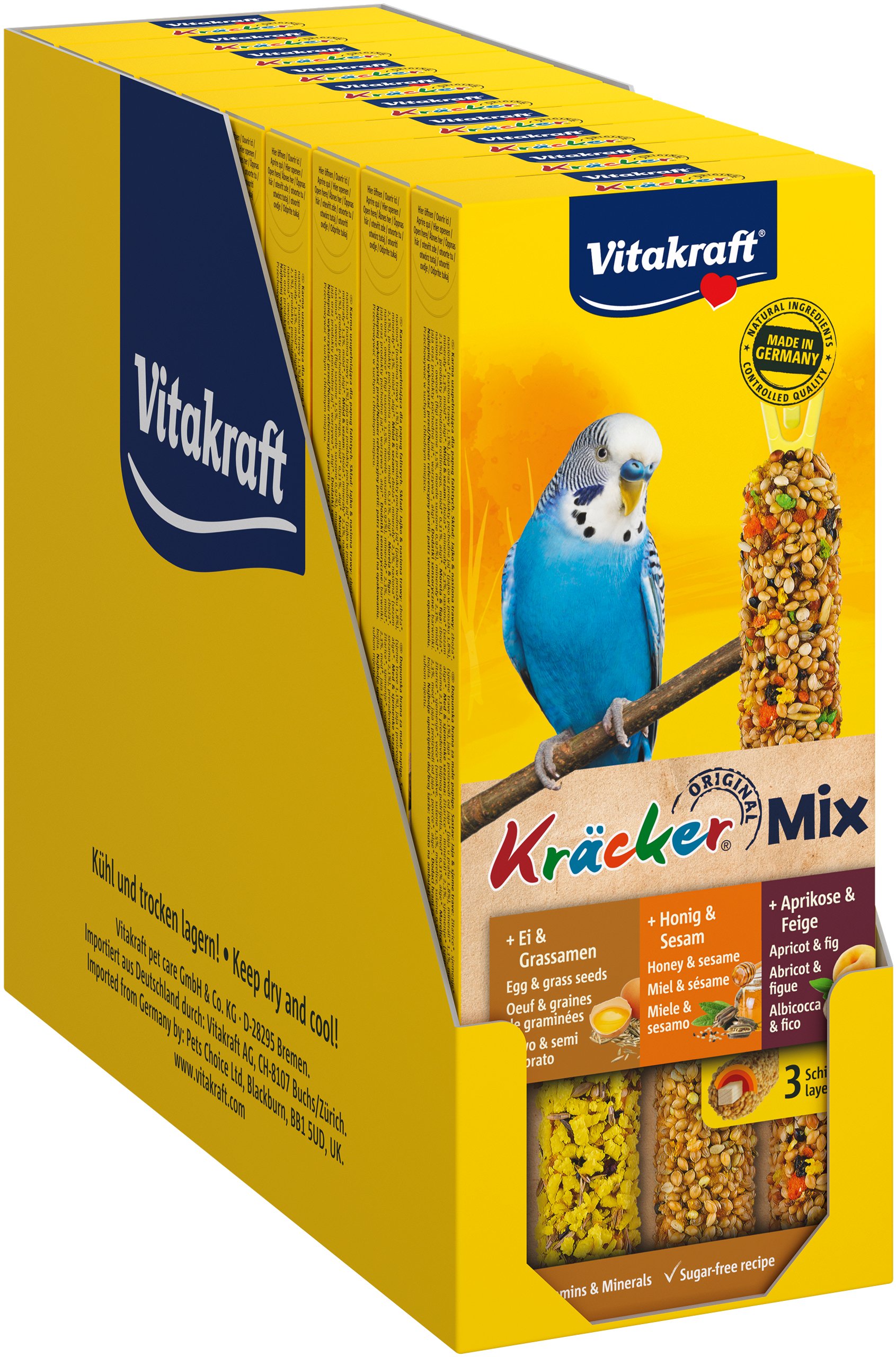 Vitakraft - Bird treats - 10 x Kräcker Mix Honey/fruit/egg for budgies (bundle) - Kjæledyr og utstyr