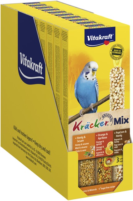 Vitakraft - Bird snacks - 10 x Kräcker Mix Honey/orange/popcorn for budgies (bundle)