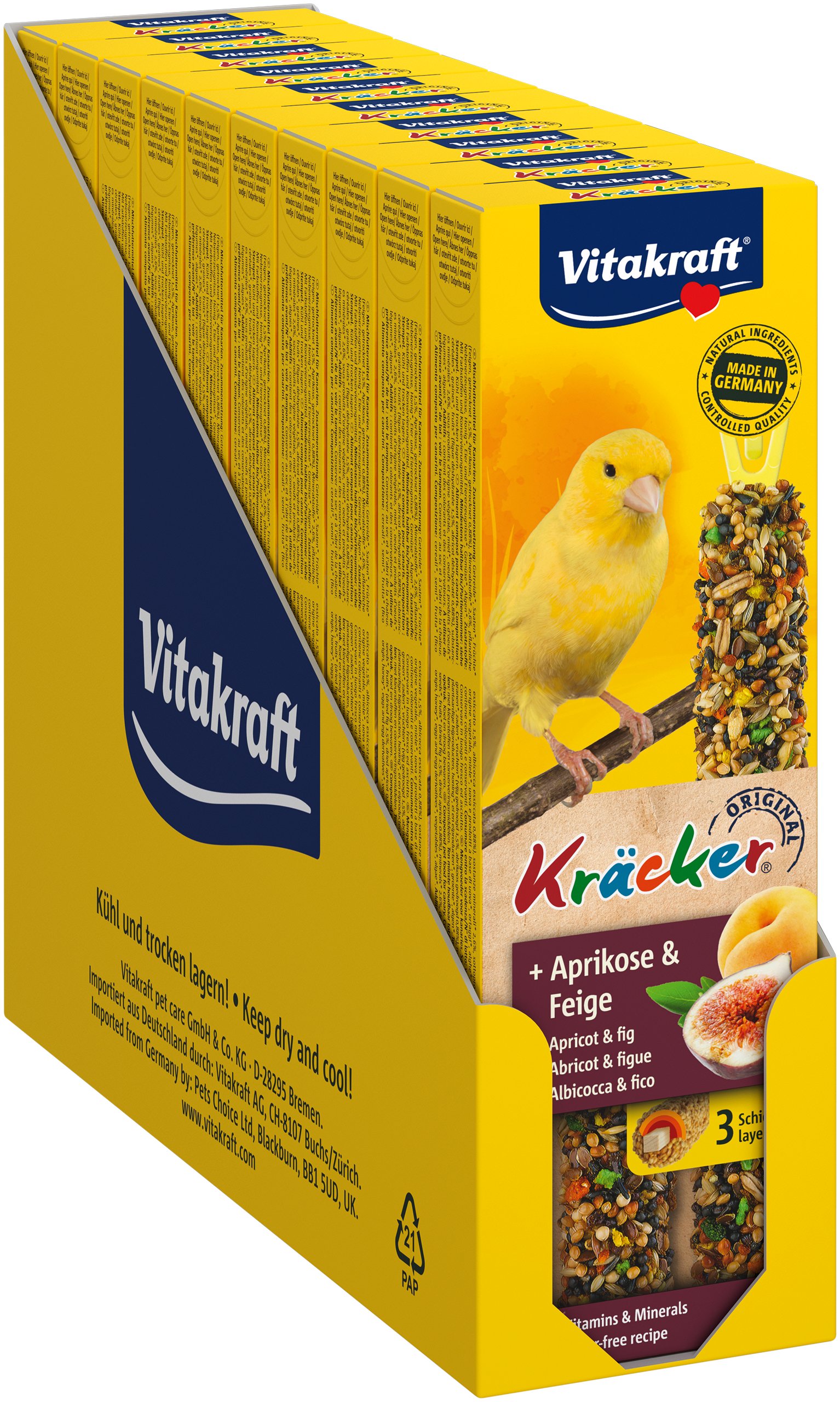 Vitakraft - Bird treats - 10 x Kräcker abricot and fig for canary´s (bundle) - Kjæledyr og utstyr