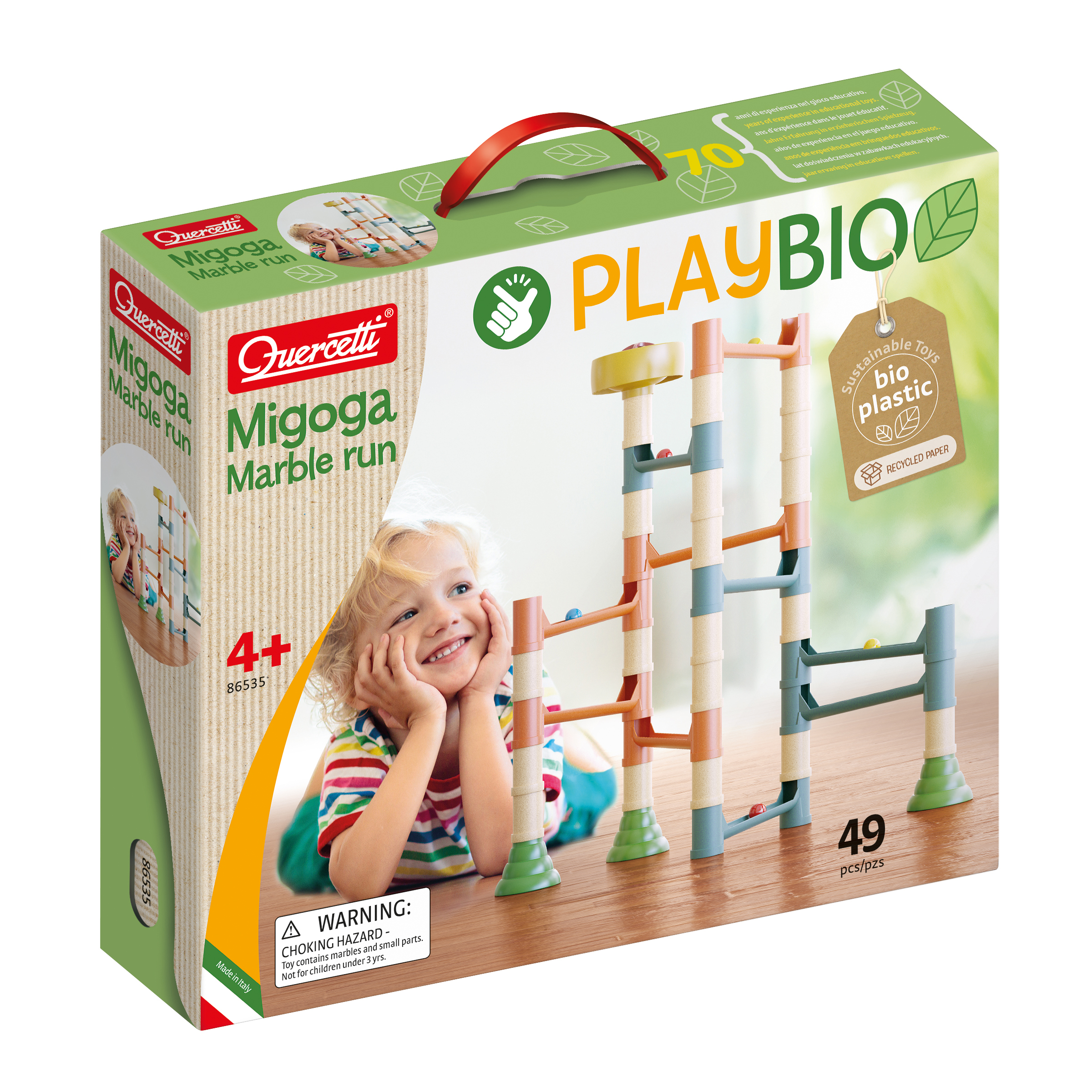 QUERCETTI – Play Bio Migoga Marble Run kuglebane af bioplast (49 dele) – (QU-86535)