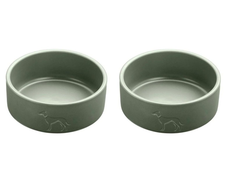 Hunter - 2 x Dog bowl ceramic Osby 1900 ml, khaki