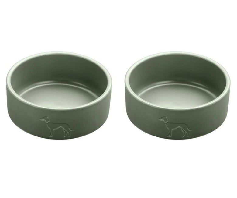 Hunter - 2 x Dog bowl ceramic Osby 1900 ml, khaki