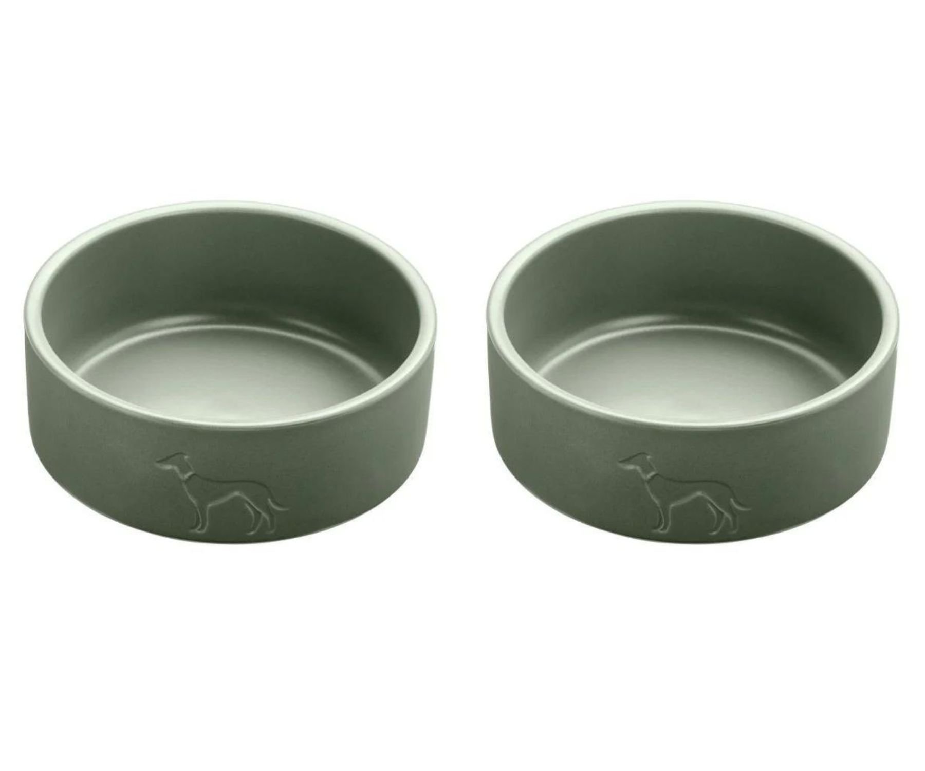Hunter - 2 x Dog bowl ceramic Osby 1100 ml, khaki - Kjæledyr og utstyr