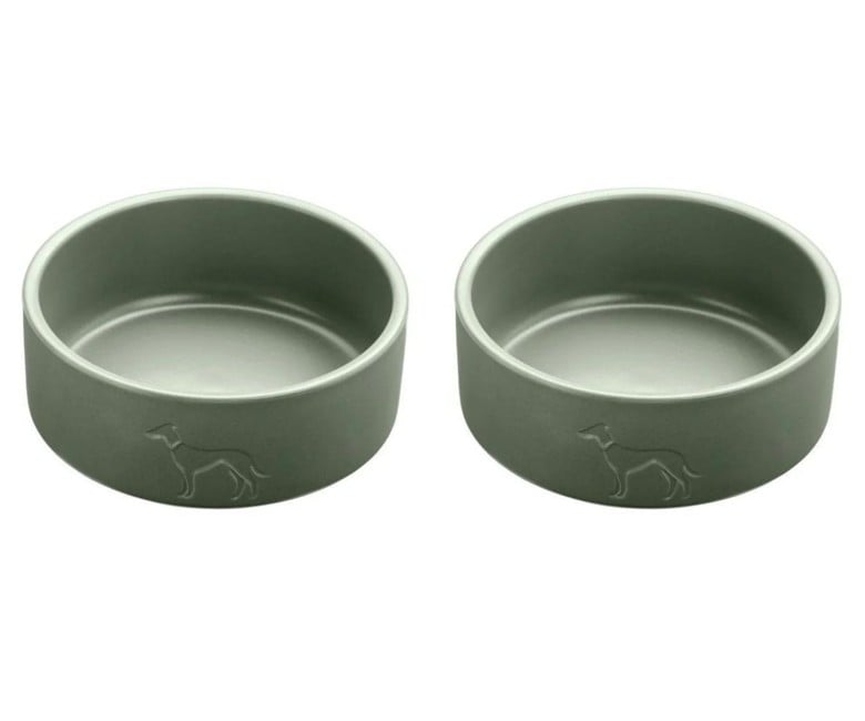 Hunter - 2 x Dog bowl ceramic Osby 1100 ml, khaki