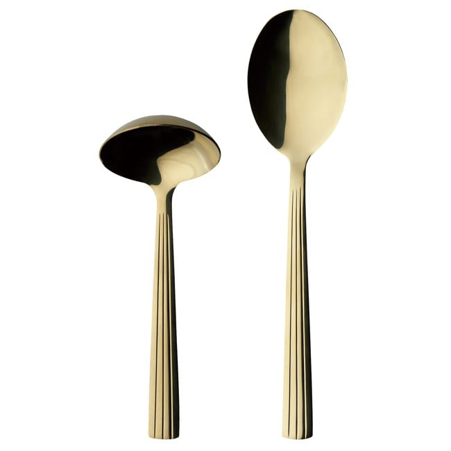 RAW - 2 pcs - Cutlery set gravy/potato spoon giftbox - Champagne gold (14637)