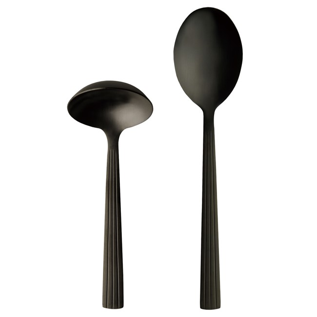 RAW - 2 pcs - Cutlery set gravy/potato spoon giftbox - Matte black (14638)