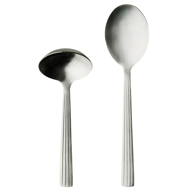 RAW - 2 pcs - Cutlery set gravy/potato spoon giftbox - Matte steel (14639)