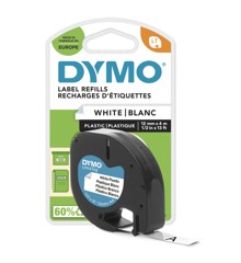 DYMO - LetraTag Tape 12mm x 4m (Sort på Hvid)