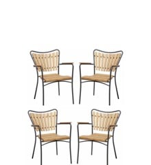 Cinas - Tuinstoelen Hard & Ellen - Aluminium/Teak - Antracit - Set met 4 stoelen.