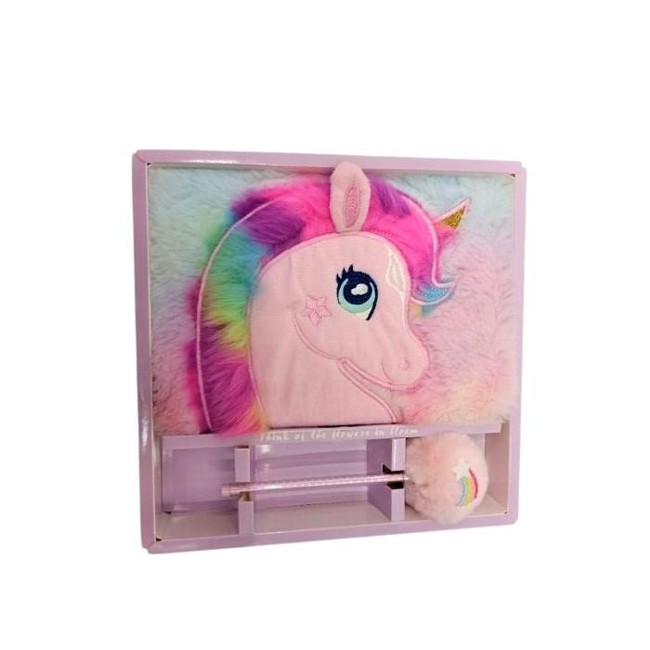 Plush Diary - Unicorn w. Pompom pen (16136)