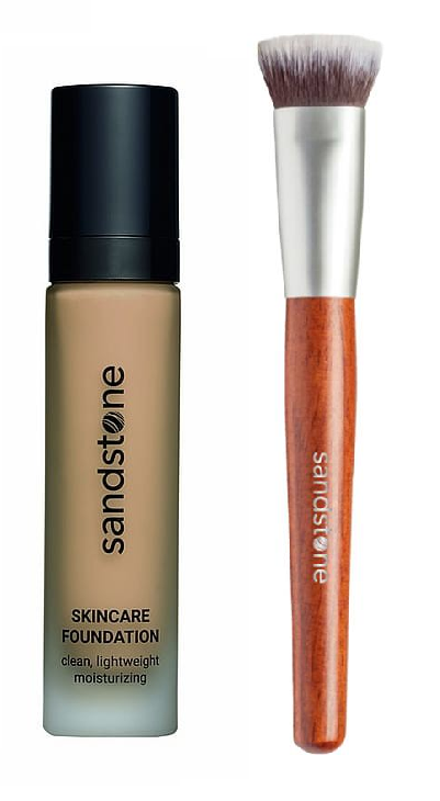 Sandstone - Skincare Foundation 103 Light Medium + Buffer Brush Vegan - Skjønnhet