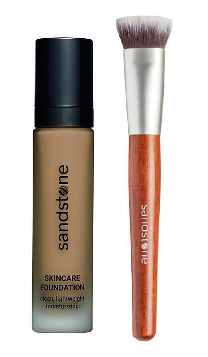 Sandstone - Skincare Foundation 105 Tan + Buffer Brush Vegan - Skjønnhet