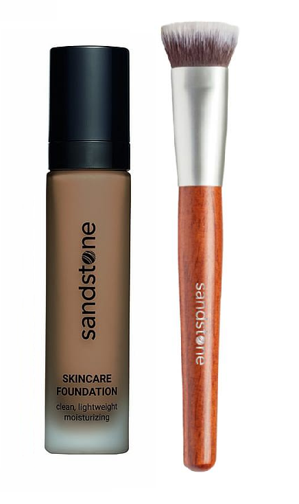 Sandstone - Skincare Foundation 106 Dark Tan + Buffer Brush Vegan - Skjønnhet