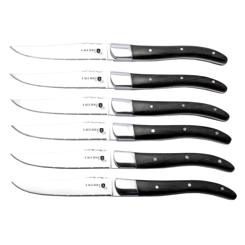 BerlingerHaus - 6 pcs steak knife with black wood handle (BH/2469) - Hjemme og kjøkken
