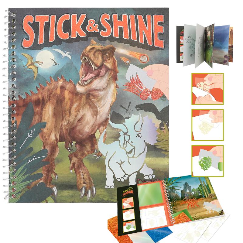Dino World - Colouring Book Stick&Shine ( 0412473 ) - Leker