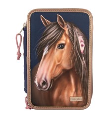 Miss Melody - Triple Pencil Case  With Quilting NIGHT HORSES ( 0412510 )