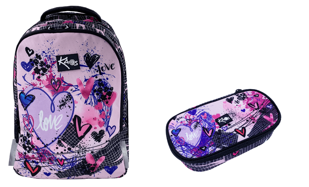 KAOS - Backpack 2-in-1 (36L) & Pencilcase - Pink Love