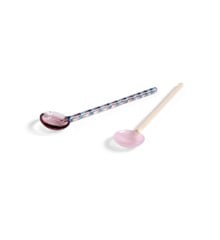 HAY - Glass Spoons Round - Set of 2 - Light pink and bright orange