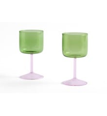 HAY - Tint Vin Glas, Sæt af 2 -  Grøn og pink