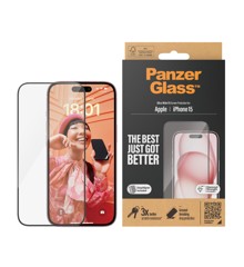 PanzerGlass™ - Screen Protector iPhone 15 - Ultra-Wide Fit m. EasyAligner