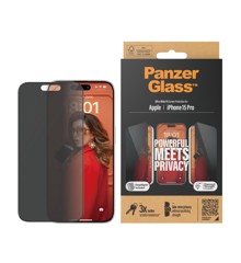 PanzerGlass™ - Privacy Screen Protector iPhone 15 Pro - Ultra-Wide Fit w. EasyAligner
