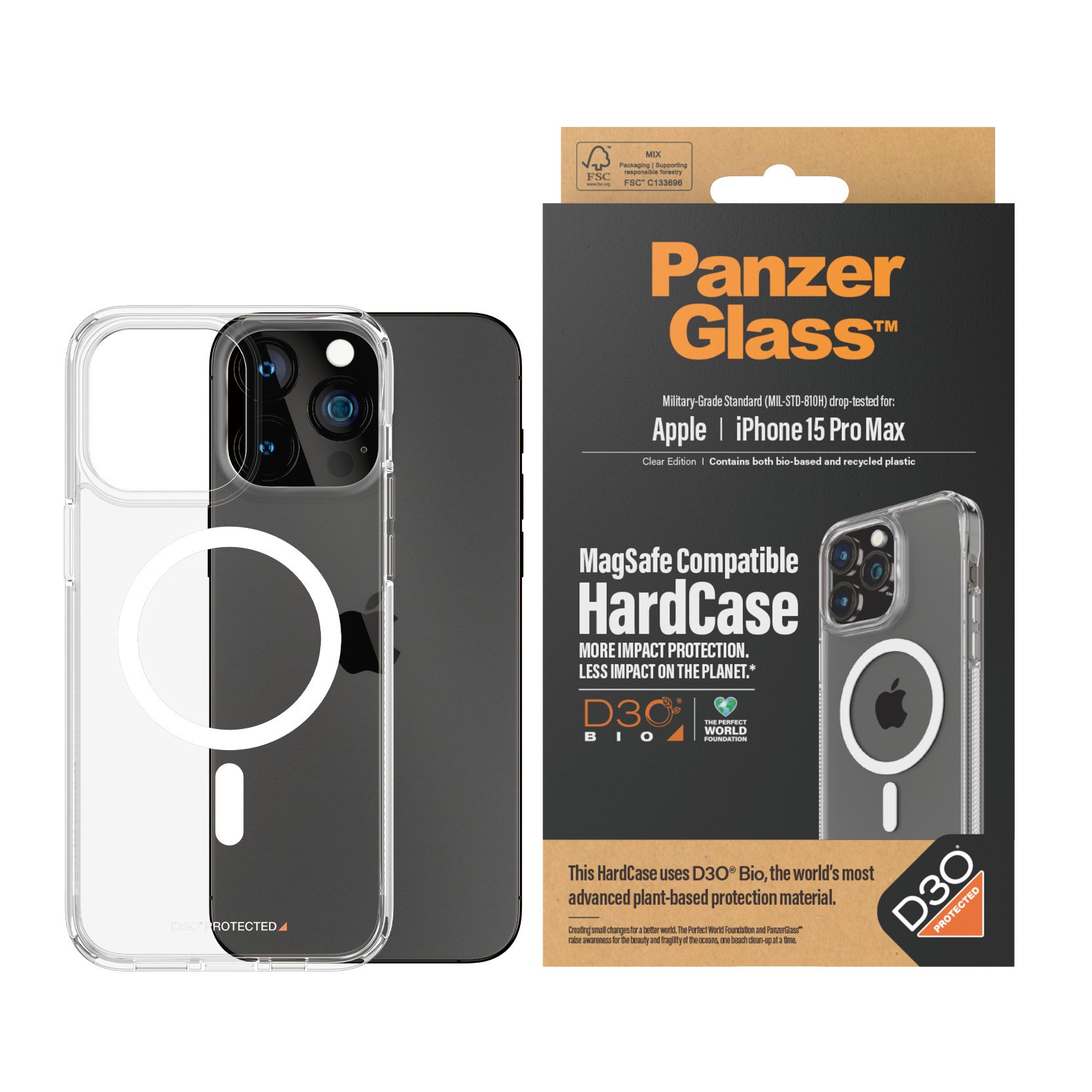 PanzerGlass HardCase MagSafe Compatible with D3O iPhone 15 Pro Max