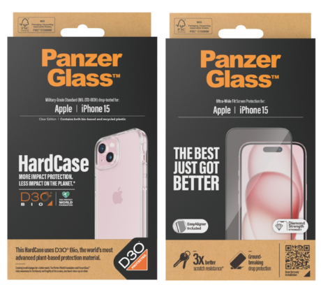 PanzerGlass - Apple Iphone 2023 6.1" HardCase D3O + Ultra Wide Fit (Bundle) - Elektronikk