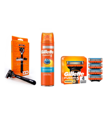 Gillette - Fusion 5 razor 120 Years Edition + Gillette - Fusion 5 Ultra Moist Shave Gel 200 ml + Gillette - Fusion Power 4-pack