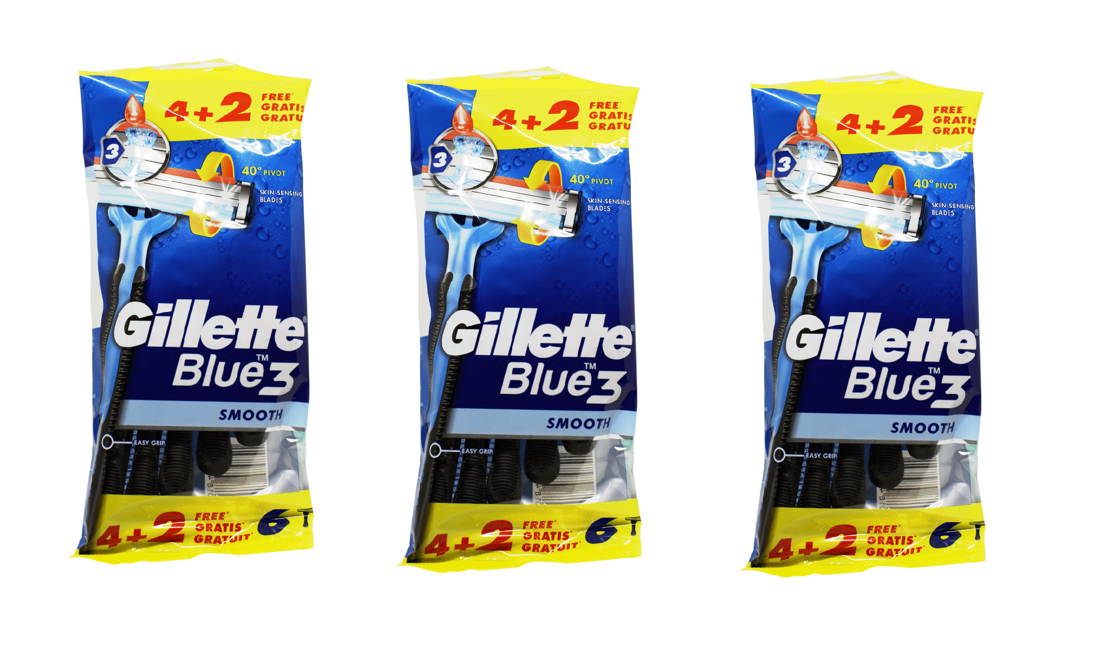 Gillette - Blue 3 Smooth 6-pack x 3