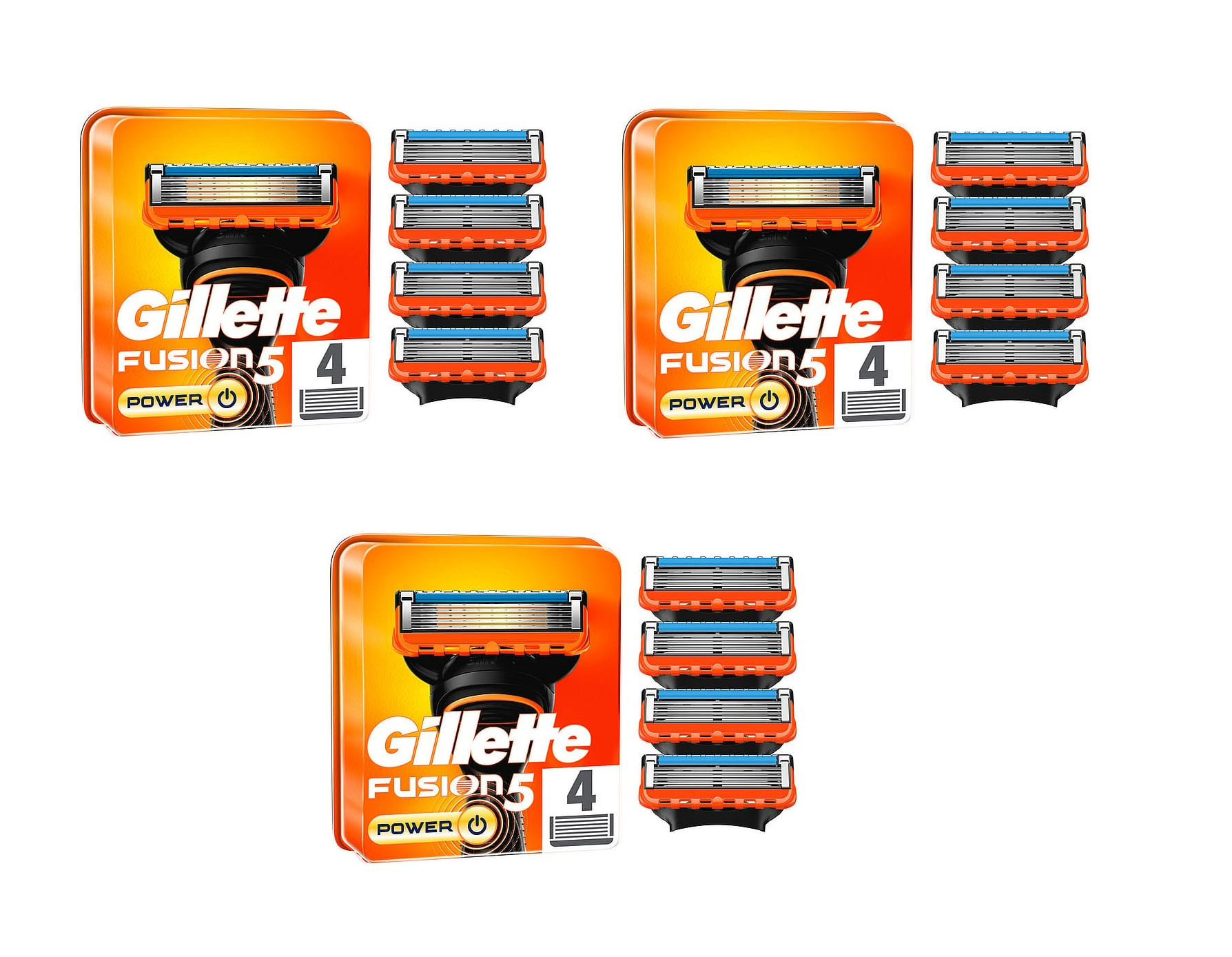 Gillette - Fusion Power 4-pack x 3 - Helse og personlig pleie