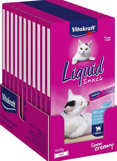 Vitakraft - Cat treats - 11 x Liquid-Snack Salmon MSC+Omega3 90gr - Kjæledyr og utstyr
