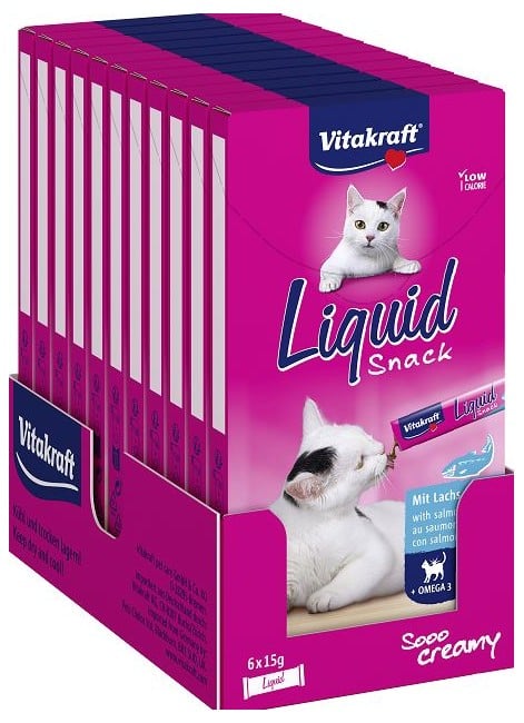 Vitakraft - Cat treats - 11 x Liquid-Snack Salmon MSC+Omega3 90gr