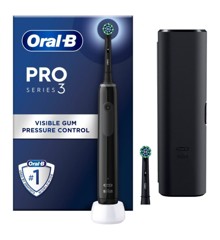 Oral-B - Pro3 Svart Elektrisk Tannbørste + Ekstra Svart Børstehode + TC