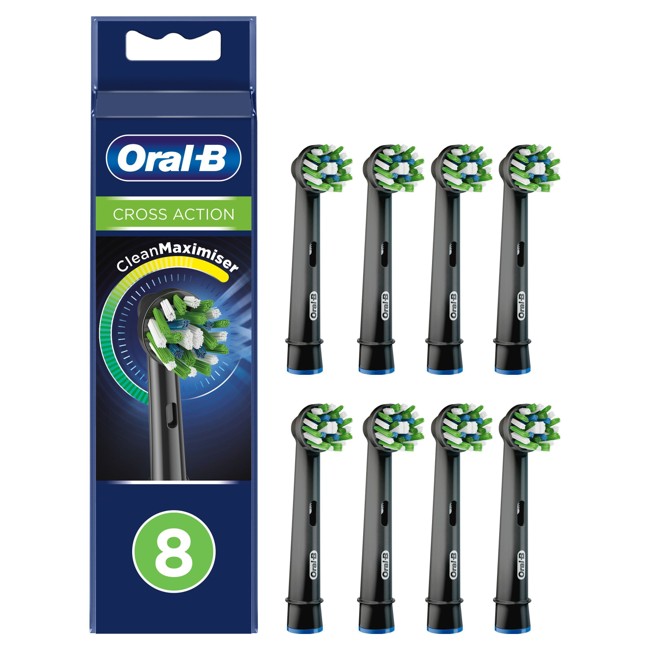 Oral-B - CrossAction Mustat Vaihtoharjat 8 Kpl