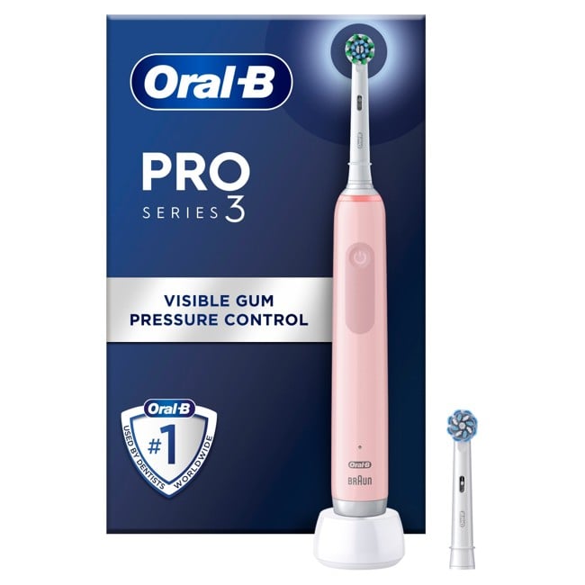 Oral-B - Pro3 Vaaleanpunainen Sähköhammasharja + Extra CA Harjaspää