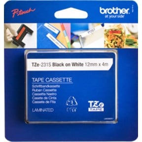 Brother - TZe Tape 12mmx4m Laminated Black&White - Kontor og skoleutstyr