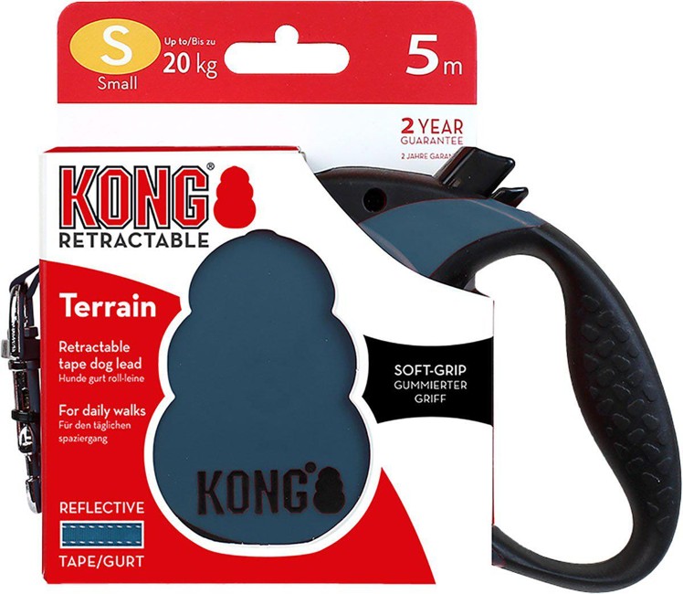 KONG - Retractable leash Terrain S 5M Tape Blue Max 20Kg - (608.1112)