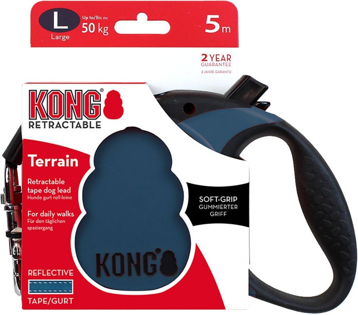 KONG - Retractable leash Terrain L 5M Tape Blue Max 50Kg - (608.1116)
