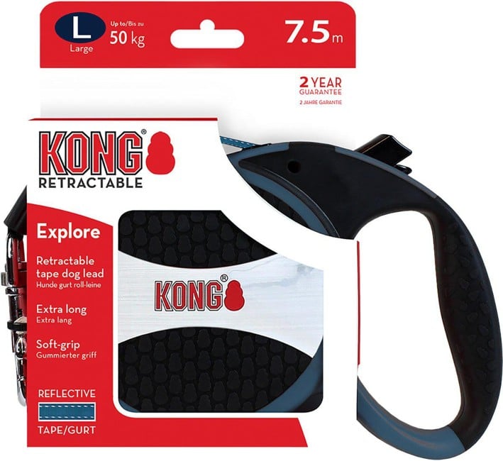 KONG - Retractable leash Explore L 7,5M Tape Blue max 50Kg - (608.1210)