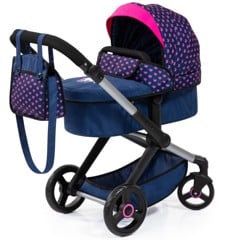 Bayer - Dolls Pram Xeo - Blue with Hearts (17054AA)