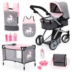 Bayer - Dolls Pram Playset - Rosa / Grey (18333AC)