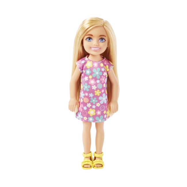 Barbie - Chelsea and Friends Doll - Purple Flowered Dress With Blond Hair (HKD89)